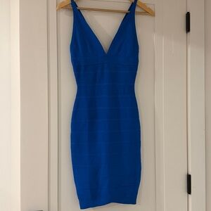 Herve Leger Vibrant Blue Mini Bondage Dress